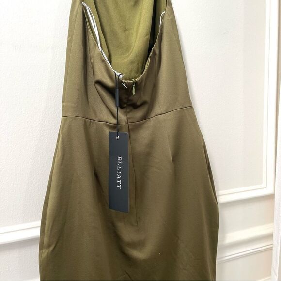 Elliatt Revolve Camo Asymmetric Satin Cocktail Dress Dark Green Size NWT - Picture 10 of 15